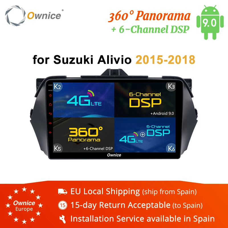 Ownice K1 K2 K3 K5 K6 9&quot Android 9.0 Octa Core Car DVD Player GPS Navi For Suzuki CIAZ Alivio 2014 -2016 360 Panorama DSP 4G LTE |