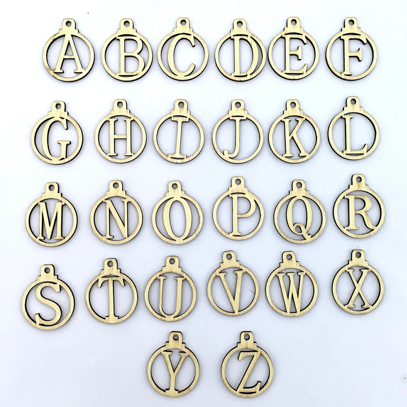 26pcs A-Z 25 шт. Рождественский календарь 1-25 деревянный Рождественский Адвент-календарь подарочные бирки цифры домашние вечерние рождественские украшения Адвент-календарь - Цвет: 26pcs A-Z