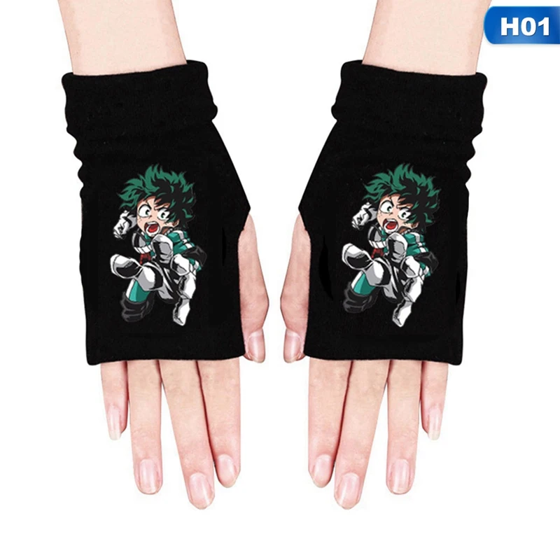 1 Вязаные перчатки Kimetsu No Yaiba Demon Slayer Nezuko Tanjirou, теплые хлопковые рукавицы на запястье, аксессуары для косплея, подарок на зиму - Цвет: 1