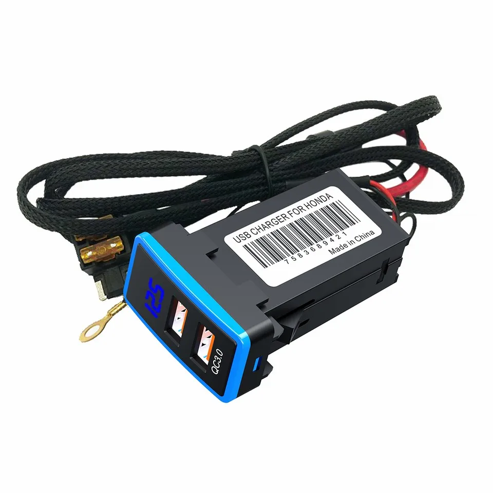 Chelink 12 В Dual USB Автомобильное зарядное устройство QC3.0 светодиодный вольтметр адаптер питания с цифровым дисплеем напряжения для HONDA