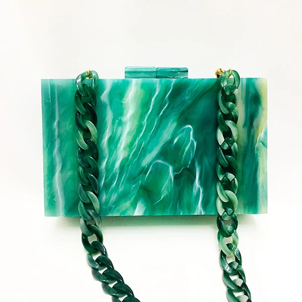 Акриловая коробка, вечерняя сумочка для женщин, роскошный дизайн, маленький камень, узор, зеленый ужин, клатч, кошелек, женский, для вечеринки, сумка на плечо, кошелек - Цвет: green 2