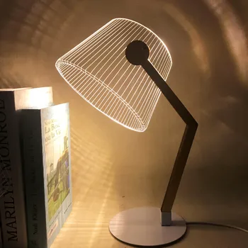 

3D Effect Acrylic Simple LED Night Light Creative Warm White Desk Lamp Bedside Light USB Power