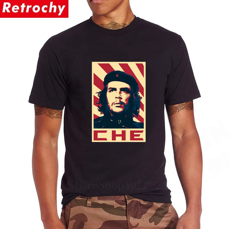 Che Guevara Retro Propaganda Poster T Shirt Men Cuba Communist Hero T-shirt Casual Pride 100% Cotton Hipster Tshirt Quality Tops | Мужская