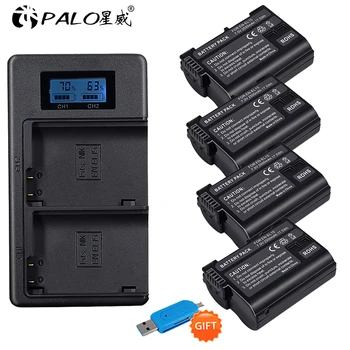 パロ 4 個 2500 2600mah EN-EL15 en EL15 ENEL15 7 v バッテリーケース + usb 液晶充電器ニコンデジタル一眼レフ d500 D600 D610 D800 D800E D810 D7000