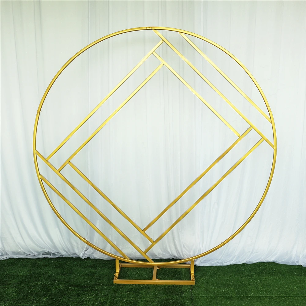 

Iron Creative Ring Geometric Frame Stand Screen Stage Background Decoration New Diamond Wedding Arch Mariage Backdrop Wrought
