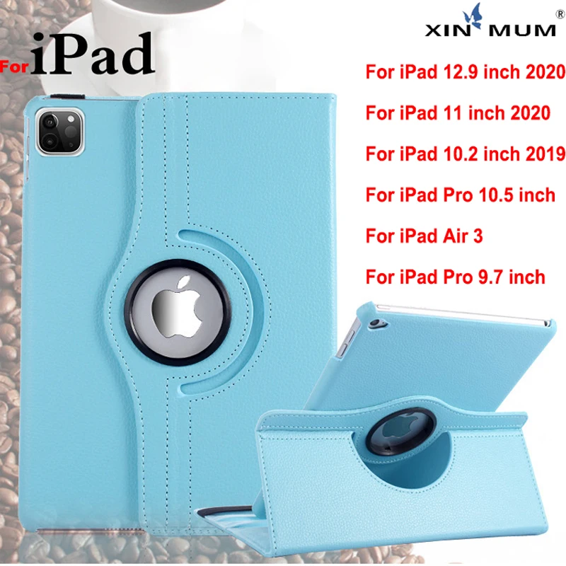 

360 Degrees Rotating Case For iPad Pro 12.9 2020 11 inch For iPad Air 10.5 9.7 10.2 Leather Flip Smart Tablet Cover Accessories