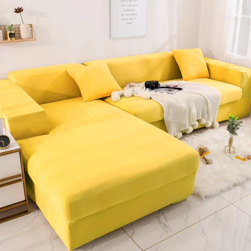 Однотонные красочные чехлы для диванов из спандекса для гостиной, чехлы для диванов, угловые чехлы для диванов в форме L, эластичные чехлы для диванов и стульев