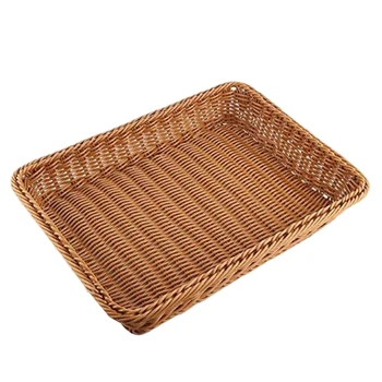 

Wicker Storage Basket, Bread Basket Bread Shop Supermarket Display Basket Woven Tabletop Food Fruit Vegetables Restaurant Servin