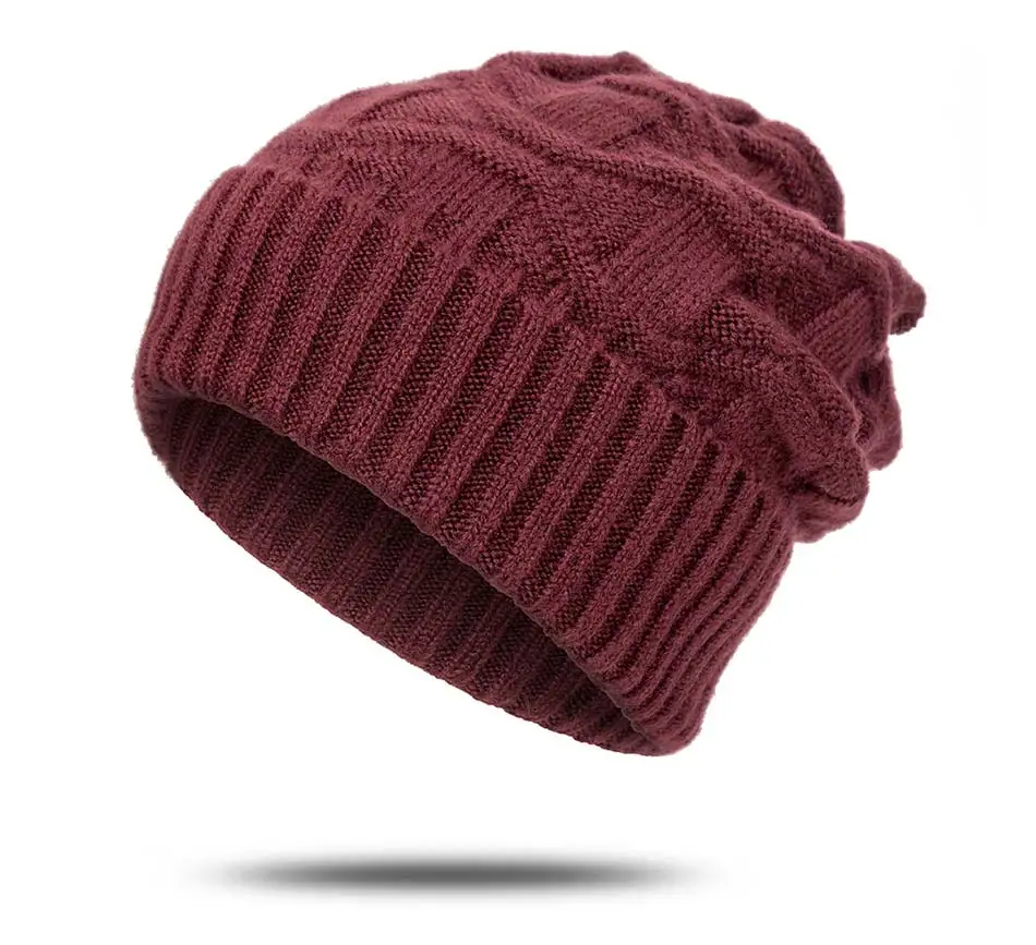 Новинка, простая шапка бини для женщин, зимняя шапка Skullies, теплая шапка gorros, женские зимние шапки, вязаные одноцветные шапки бини