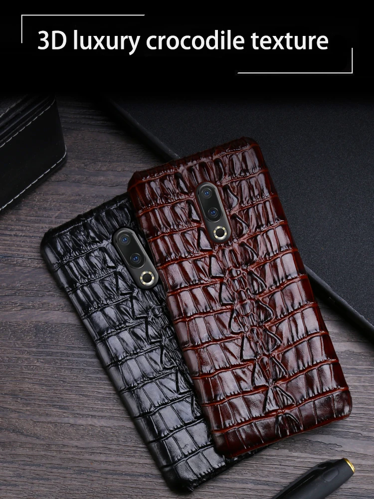 Genuine Leather Phone Case For Meizu 16th Plus 16 16X 17 Pro 7 Plus Cases Luruxy  Cowhide Crocodile Tail Texture Back Cover best meizu phone case