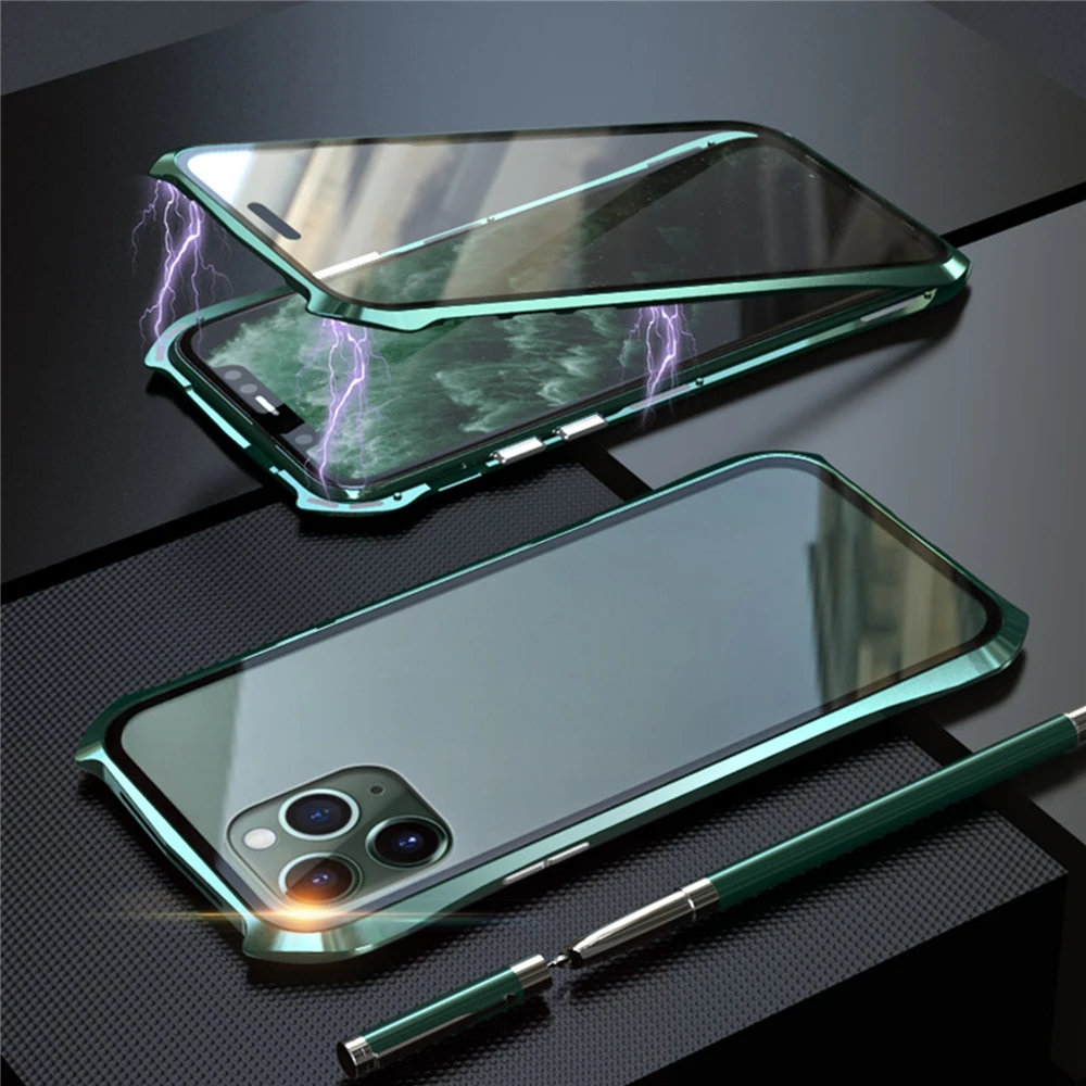Для iPhone 11 Pro Max противоударный жесткий чехол для телефона Магнитная Адсорбция двухсторонняя, для стекла защитная оболочка для телефонов iPhone 11/11Pro
