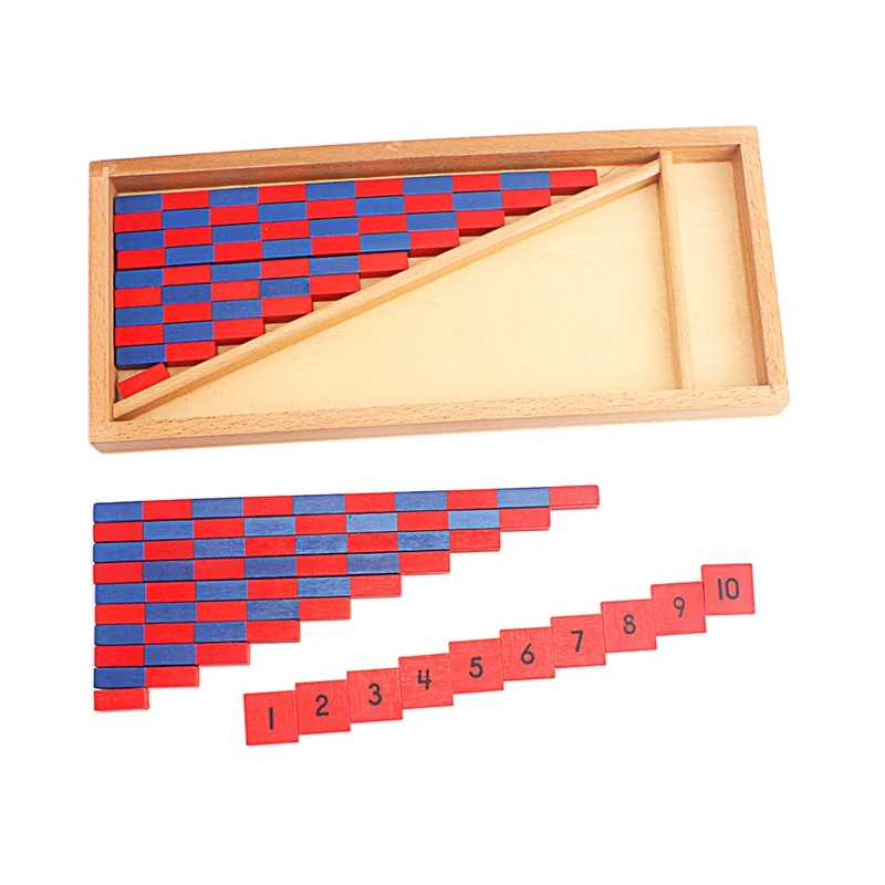 Small Numerical Number Red Blue Rods Wooden Montessori Mathematics Material