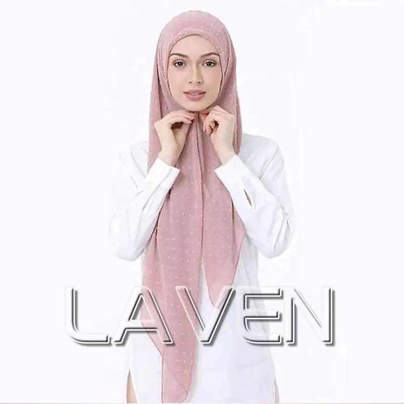 

1pc flocked bubble chiffon hijab scarf for muslim women solid color shawl plain Islamic headscarf hijabs wraps head scarves