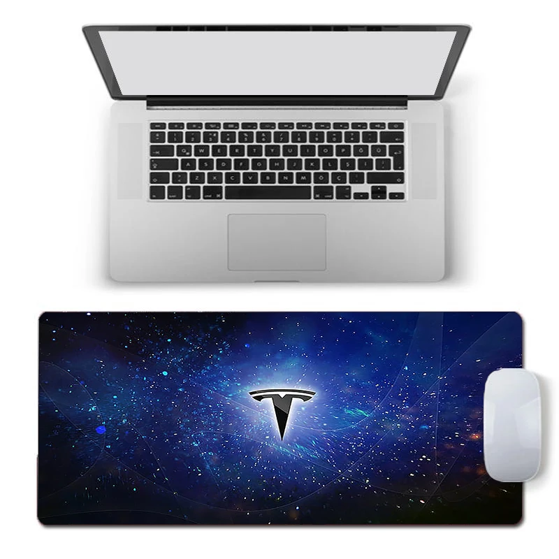 Tesla Mouse Pad Anime Gamer Genshin Impact Gaming Accessories Varmilo Keyboard PC Computer Desk Mat XXL Carpet CSGO LOL Mousepad