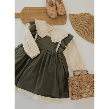 

2020 girls spring and summer season strap dress solid color sleeveless princess dress