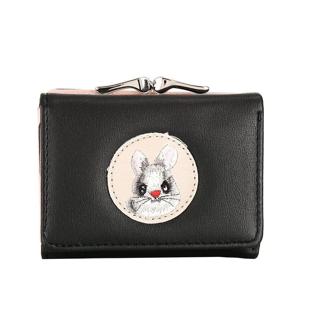 

Women Wallet Small Coin Purse Card Package New Short Female Clip Wallet Embroidery Cute Mini Coin Purse Card Package 1104#B
