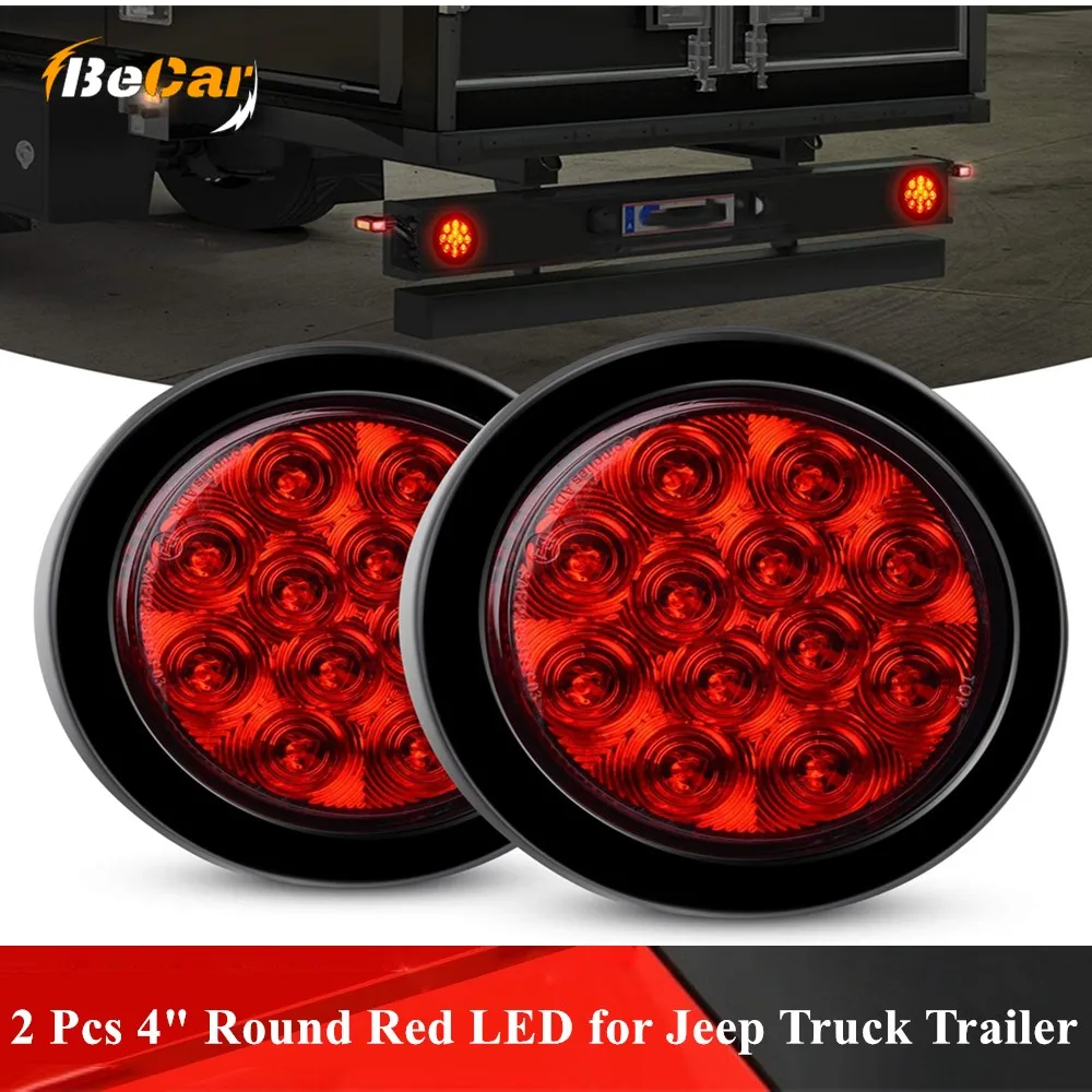 2 шт. 4 "круглый красный светодиодный задний фонарь для Jeep Truck Trailer RV w/поверхностное крепление Grommet вилки IP67 автомобильный стоп сигнал поворотные задние фонари|Сигнальная лампа|   | АлиЭкспресс