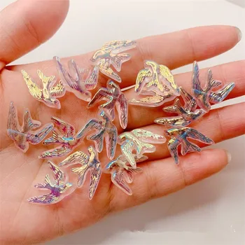 

New style 100pcs/lot AB color print animals cartoon swallow shape resin straight hole beads diy jewelry earring accessory