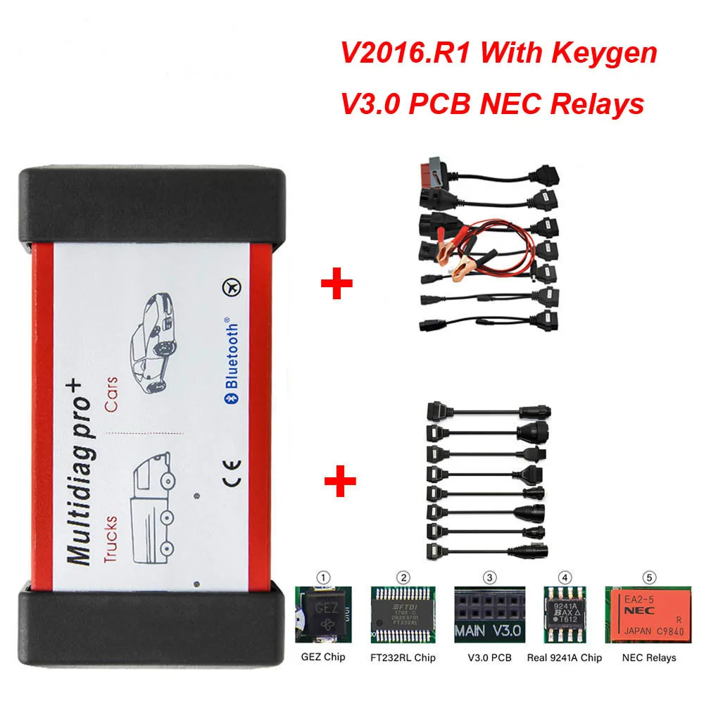 Multidiag Pro 2016. R1 Keygen NEC Реле для BMW Scania OBD2 Bluetooth сканер автомобильный диагностический