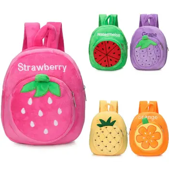 

Fashion Baby Strawberry Fruits Soft Backpack Cartoon Plush Book Bag Kids Toddlers Gifts
