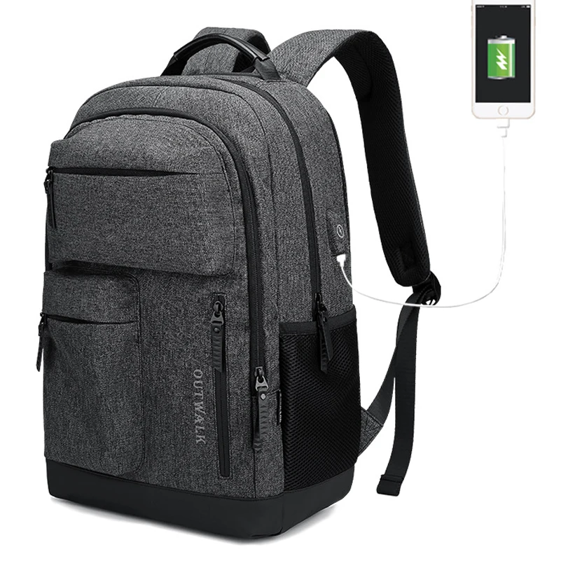 

Men Backpack Large Capacity Fit for 15.6 inch Laptop USB Charging Water-resistant Luggage Portable Casual Travel Style Backpack