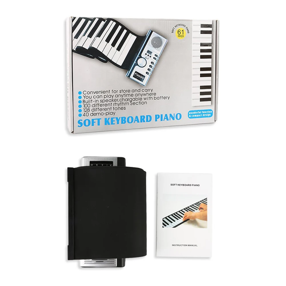 49/61 Ключи Roll Up пианино Портативный Перезаряжаемые электронный портативное фортепиано в рулоне с Силиконовое пианино клавиатура для начинающих музыкальный