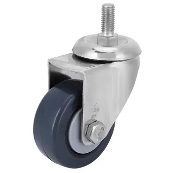 

5-Inch Caster Wheel Trolleys Accessory 304 Stainless Steel Bracket M12 Dark Gray Mute Sliding Rod Wheels