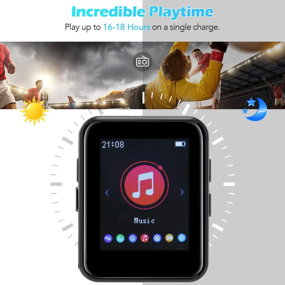 BENJIE X1 Bluetooth 5,0 MP3 плеер портативный Полный сенсорный экран 16 Гб мини HIFI музыкальный плеер с динамиком, fm-радио, запись, электронная книга