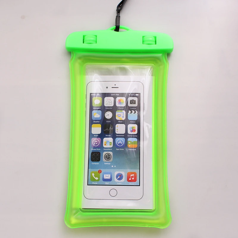 green Поплавок водонепроницаемый мобильный чехол для телефона для iPhone X Xs Max Xr 8 samsung 6,5 Дюймов прозрачный ПВХ герметичный подводный смартфон сухой Чехол - Цвет: green