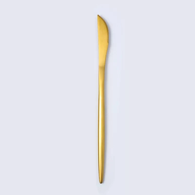 1 pcs dinner knife Лидер продаж, европейские столовые приборы из чистого золота, набор из нержавеющей стали, Западный нож, вилка, ложка, столовые приборы, кухонная посуда, столовый набор - Цвет: 1 pcs dinner knife