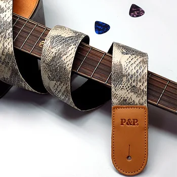 

New Guitar Shoulder Strap Patterned Adjustable PU Leather Belt For Acoustic Electric Bass Guitars