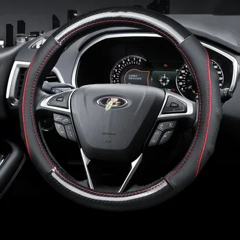 

Car Carbon Fiber Leather Steering Wheel Covers Interior Accessories 38cm for LADA Xray Vesta Kalina Car Styling