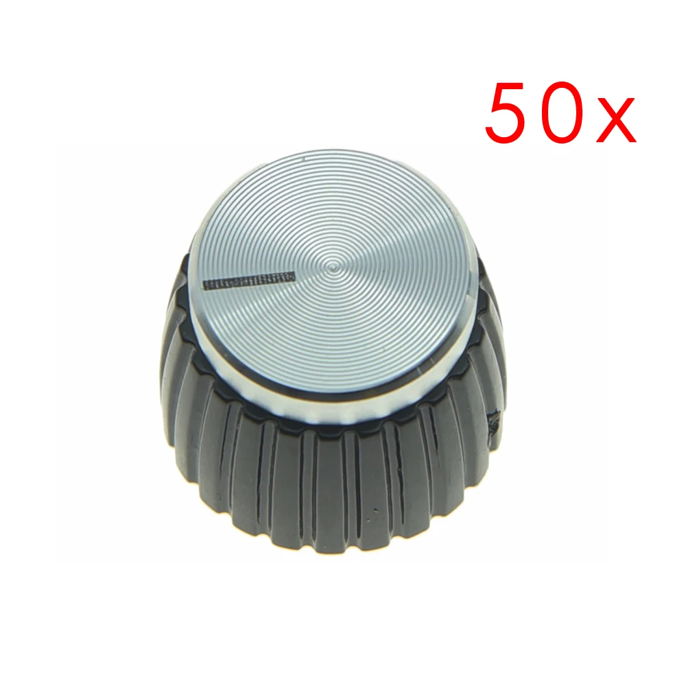50 pcs AMP Push on Knobs Amplifier Knobs Black+Silver Cap for Marshall Amplifier Guitar Accessories