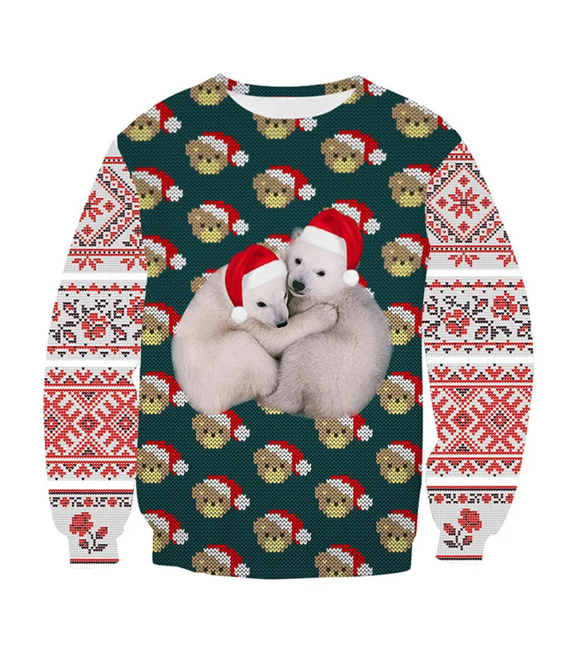 Осенний зимний Праздничный Рождественский свитер для мужчин и женщин с длинным рукавом 3D Толстовка Пуловер Свитера Джемперы Топы