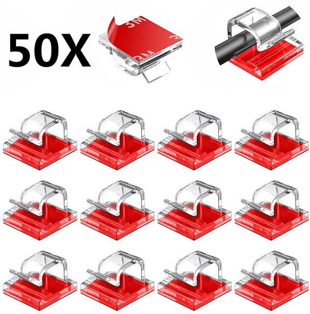 Clips para cables de piezas autoadhesivos, organizador de soporte para  cables NEGRO, abrazadera autoadhesiva, accesorios para cables de coche,  20/50 Uds. - AliExpress