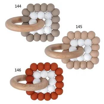 

Baby Nursing Bracelets Silicone Teether Teething Wood Rattles Toys Nursing Toys 95AE