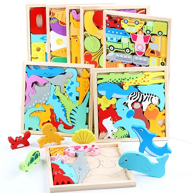 Baby Montessori Toys Wooden Puzzle Tangram Jigsaw Game 3D Puzzle Preschool early learning Educational Toys for Children 1