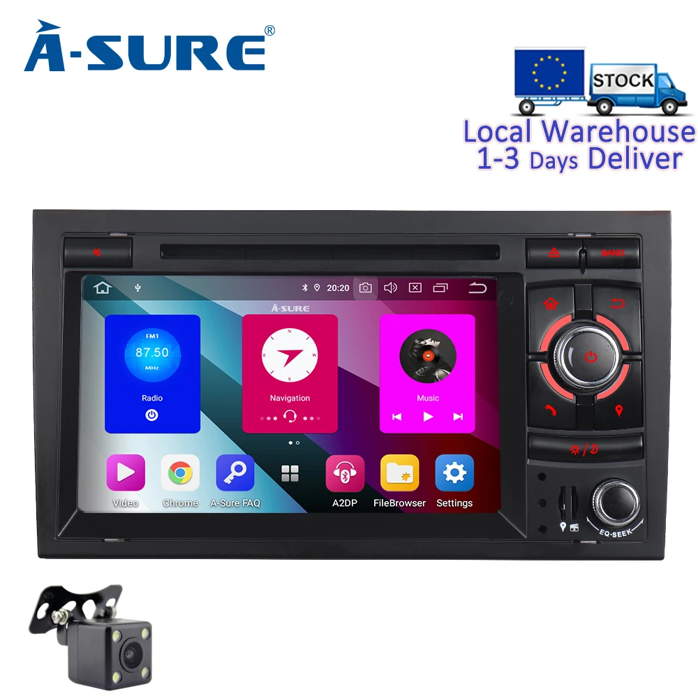 A-sure 7 дюймов 2 Din 8 ядерный Android 9,0 радио gps dvd-плеер навигация для Audi A4(2002-2007) S4 RS4 8E 8F B9 B7 SEAT EXEO RNS