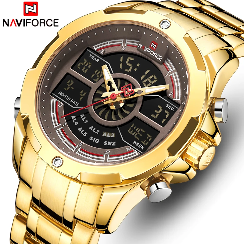 

NAVIFORCE Men’s Watches Top Brand Luxury Fashion Quartz Watch Men Waterproof LCD Digital Male Clock Full Steel Relogio Masculino