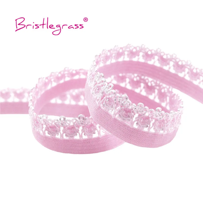 BRISTLEGRASS 피코 에지 레이스 트림 탄성 크라운 프릴 스판덱스 밴드 머리띠 란제리 재봉 공예, 롤당 50 100, 1/2 인치, 13mm