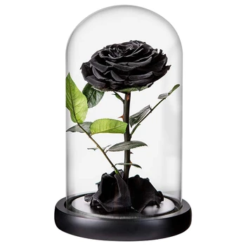 

Preserved Rose Black Roses Handmade Preserved Flower Real Rose in Glass Dome, Preserved Roses Never Withered Romantic Gifts for