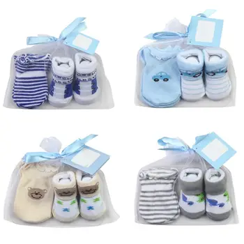 

Baby Socks+Anti-Scratch Gloves Set for Baby Boys Infant 0-6 Months Newborn Gifts 57BF