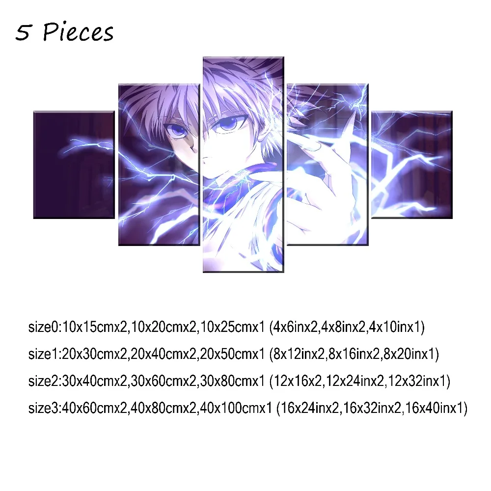 5pcs Posters Anime Hunter x Hunter Killua Zoldyck Poster Wall Art Decor Canvas HD Printed Paintings For Living Home Decoration (8)