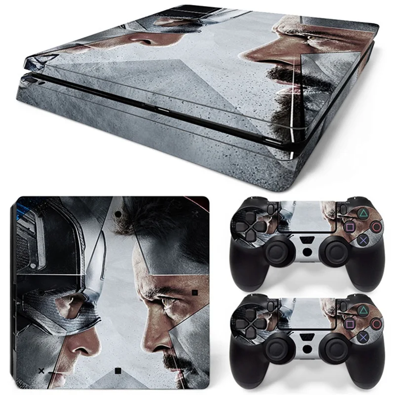 Marvel Captain America Vinyl Skin Sticker for PS4 Slim Console and 2 Controllers Decal Cover Game Accessories