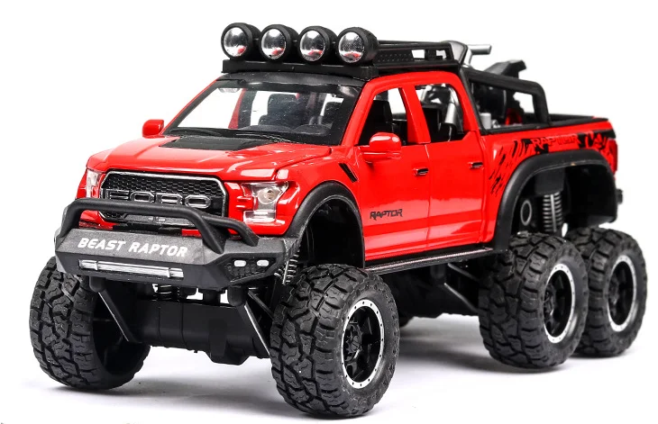 Новинка, 1:32, Ford Raptor F150, большое литое колесо, литая под давлением, модель автомобиля со звуком, светильник, оттягивающий назад, автомобиль, игрушки для детей, подарки на Рождество