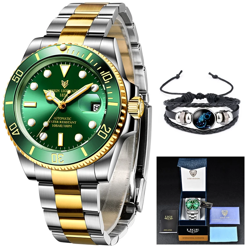 LIGE Men Mechanical Wristwatch Stainless Steel Clocks Watch Luxury Military Sports Mens Watches Reloj Hombre mechanical watch