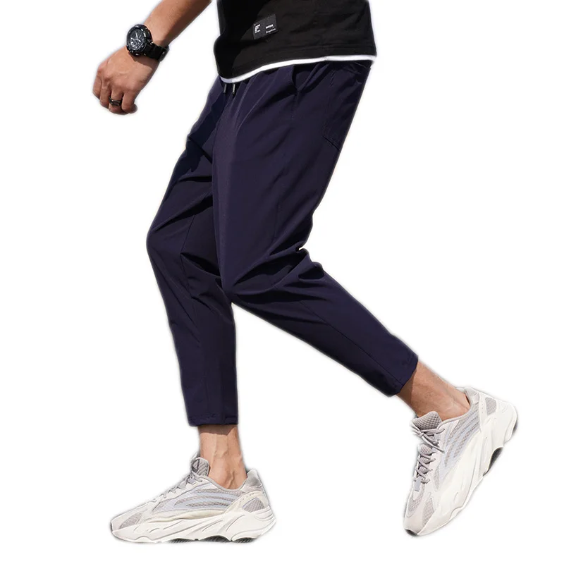

2019 Brand New Mens Casual Pants Plus Size M-5XL Drawstring Solid-color Loose Streetwear Elastic Quickdry Thin Soft Men Trousers