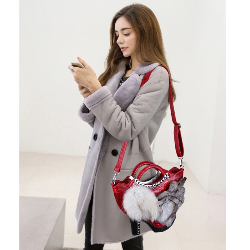

2019 Designer Handbags High Quality Fashion Fox Red Leather Bag Stylish Elegant Black Diamond Femmes Sac Casual Crossbody Bags