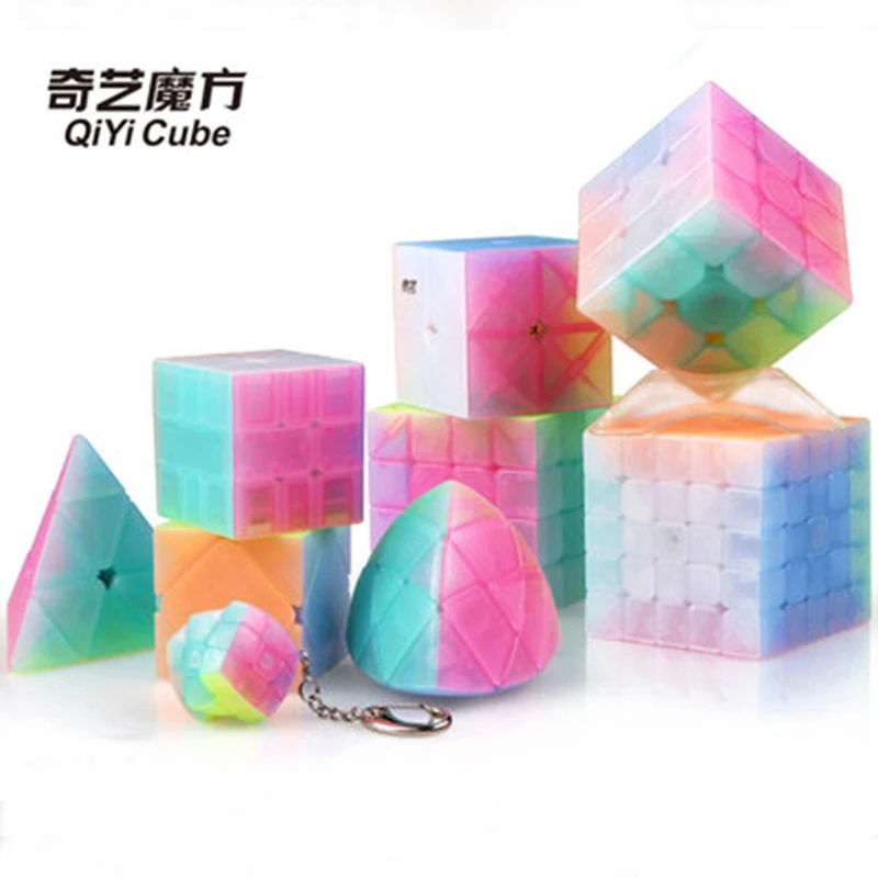 [Picube]Qiyi Magic Cube Puzzle 2x2 3x3 4x4 5x5 Strange Shape Pyramid Skew Marstermorphix Sq1 Square-1 Keychain Transparent Jelly | Игрушки и
