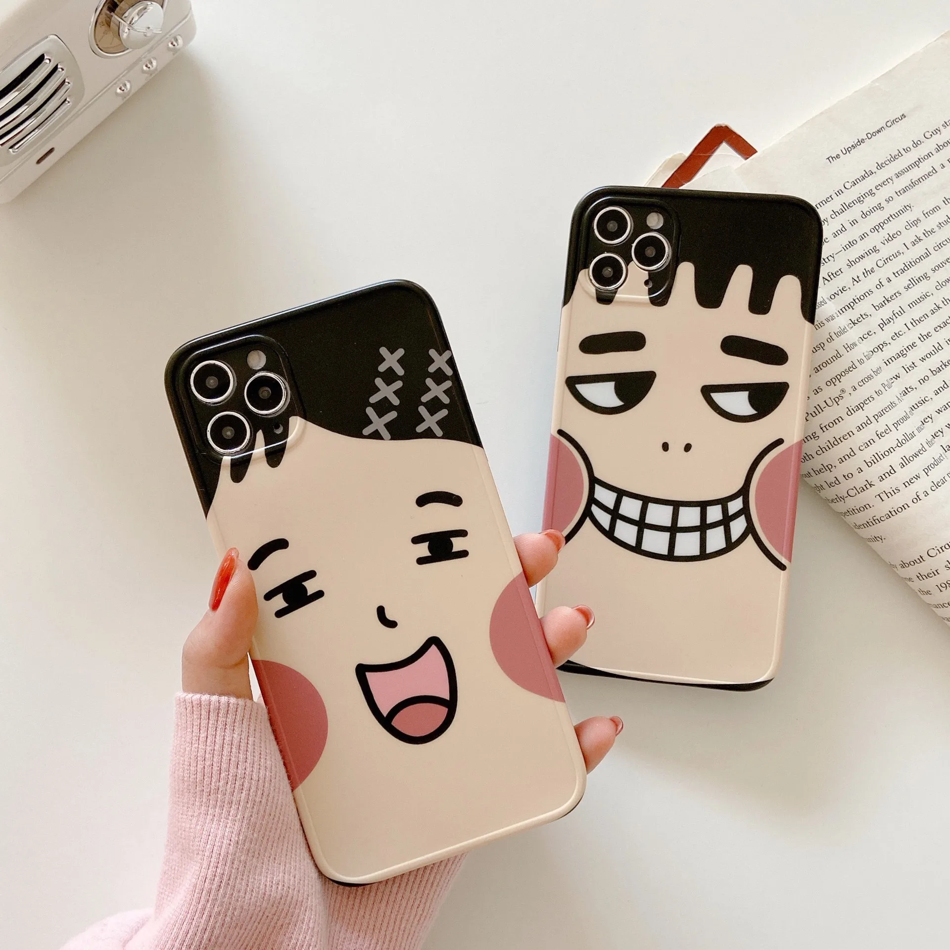 

Funny Couple phone Case for iPhone11 12 Cartoon tpu phone Cover for Apple 7/8 plus XS/XR Girl Boy's Style